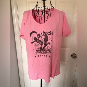 Port and Company Pink Duckman Graphic V-Neck Tee